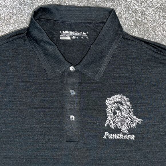 New Black Nike Dri Fit Polyester Panthera Lighweight Carolina Golf Polo Shirt XL - Picture 1 of 4